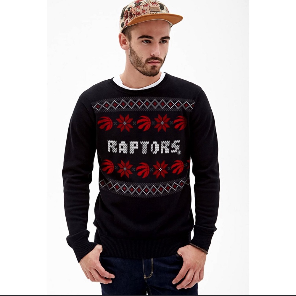 NBA Toronto Raptors Black and Red “Ugly Xmas" Men's sweater